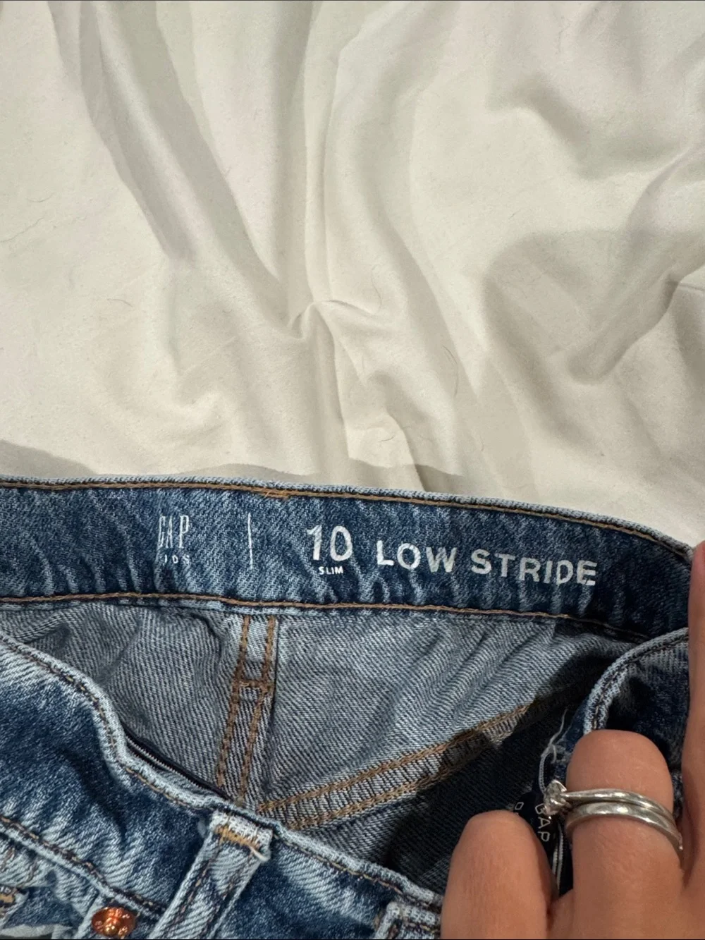 Wide Leg Distressed Girl's Jeans - Blue